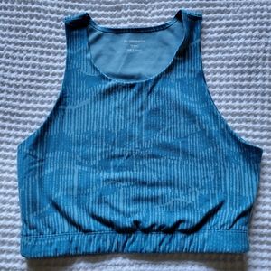 REI Take Your Time Blue Patterned Crop Bra Top, Size M